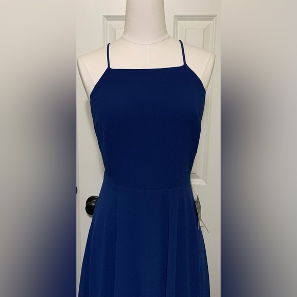 NWT M Lulu’s Navy Blue Maxi Dress Mythical Kind of Love Flowy Gown Garden Prom - Picture 5 of 16